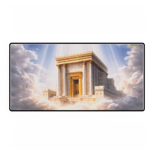 Temple of Light Desk Mat — Large Gaming Mousepad with Heavenly Architecture Design