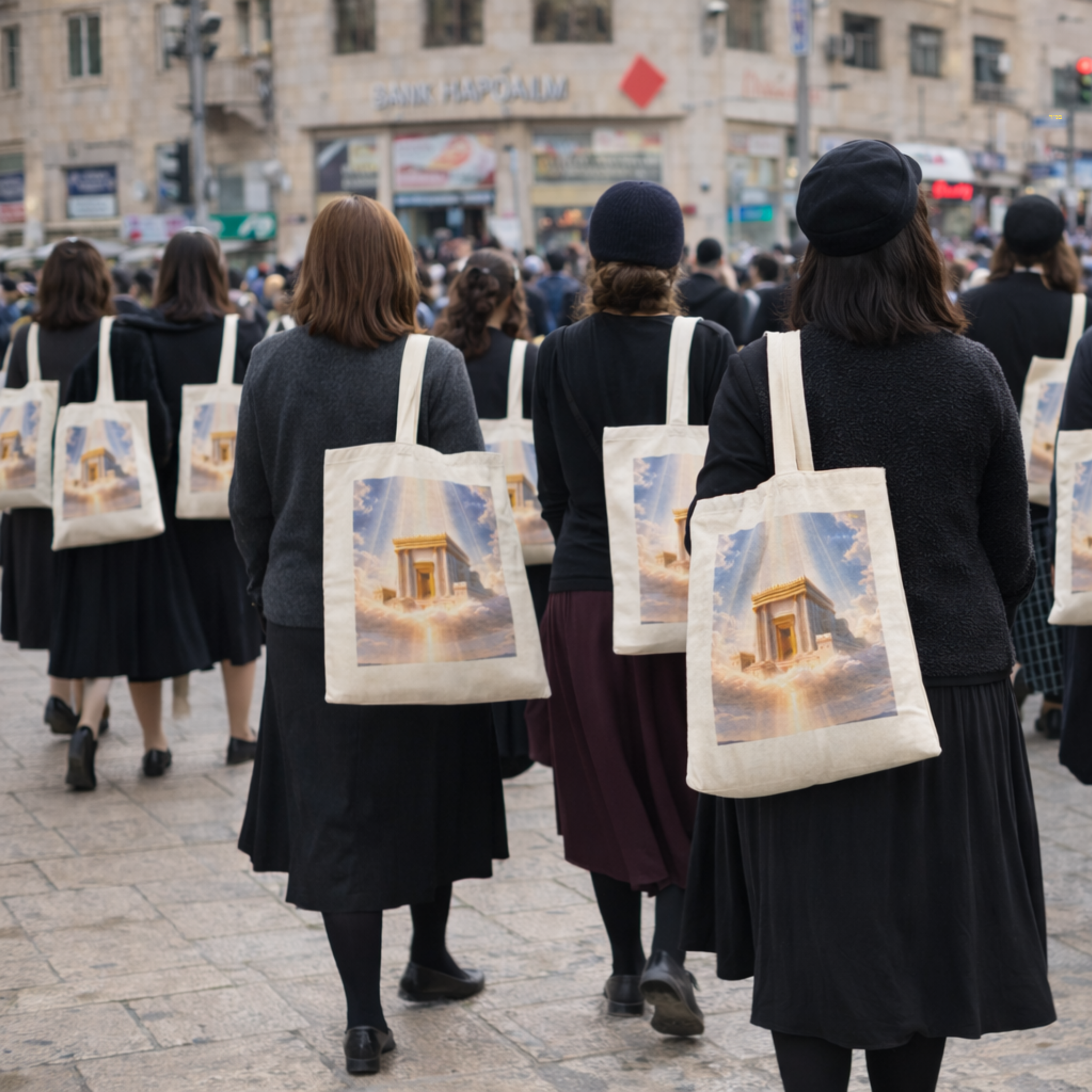 Third Temple Canvas Tote Bag – Jerusalem Temple Design Cotton Shopper