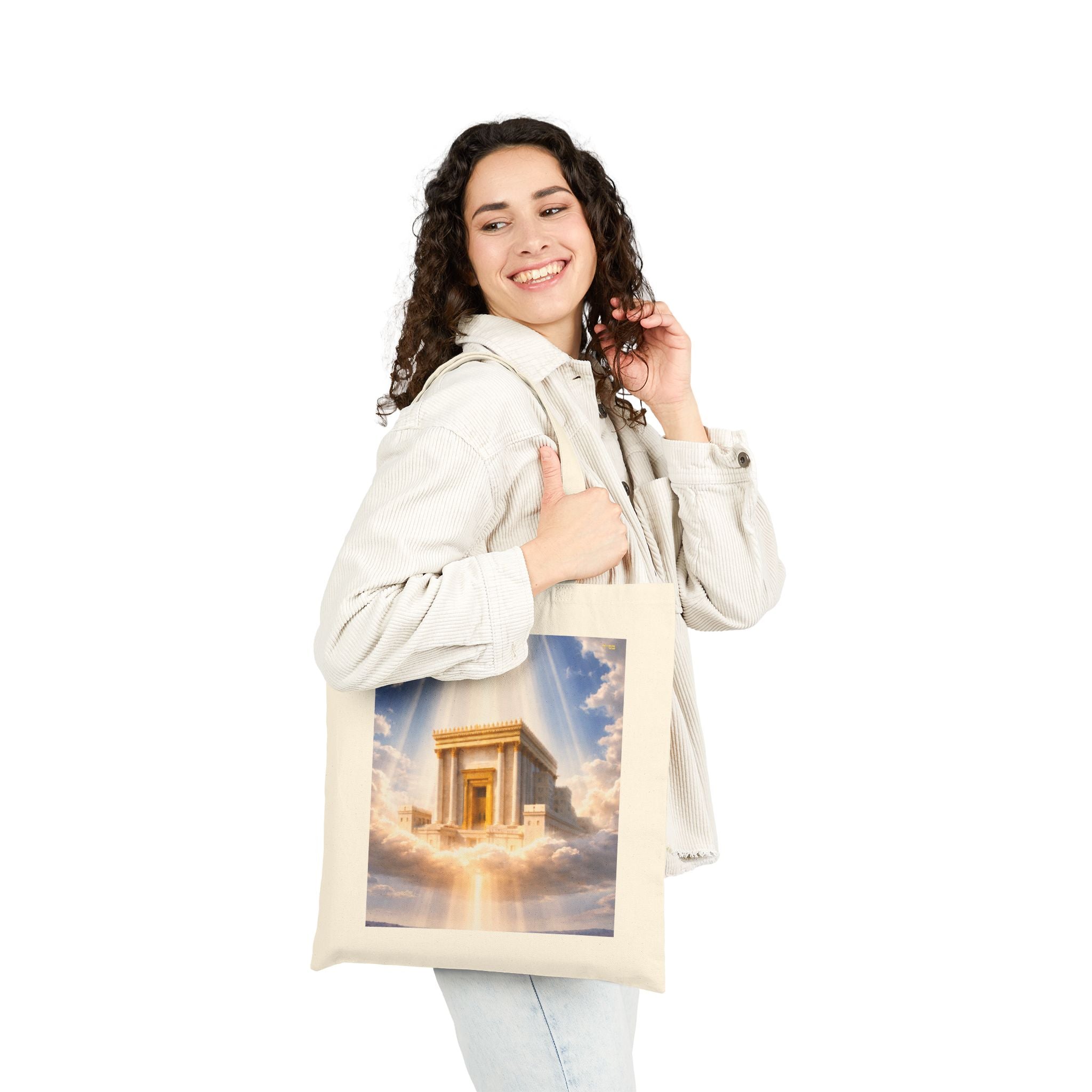 Third Temple Canvas Tote Bag – Jerusalem Temple Design Cotton Shopper