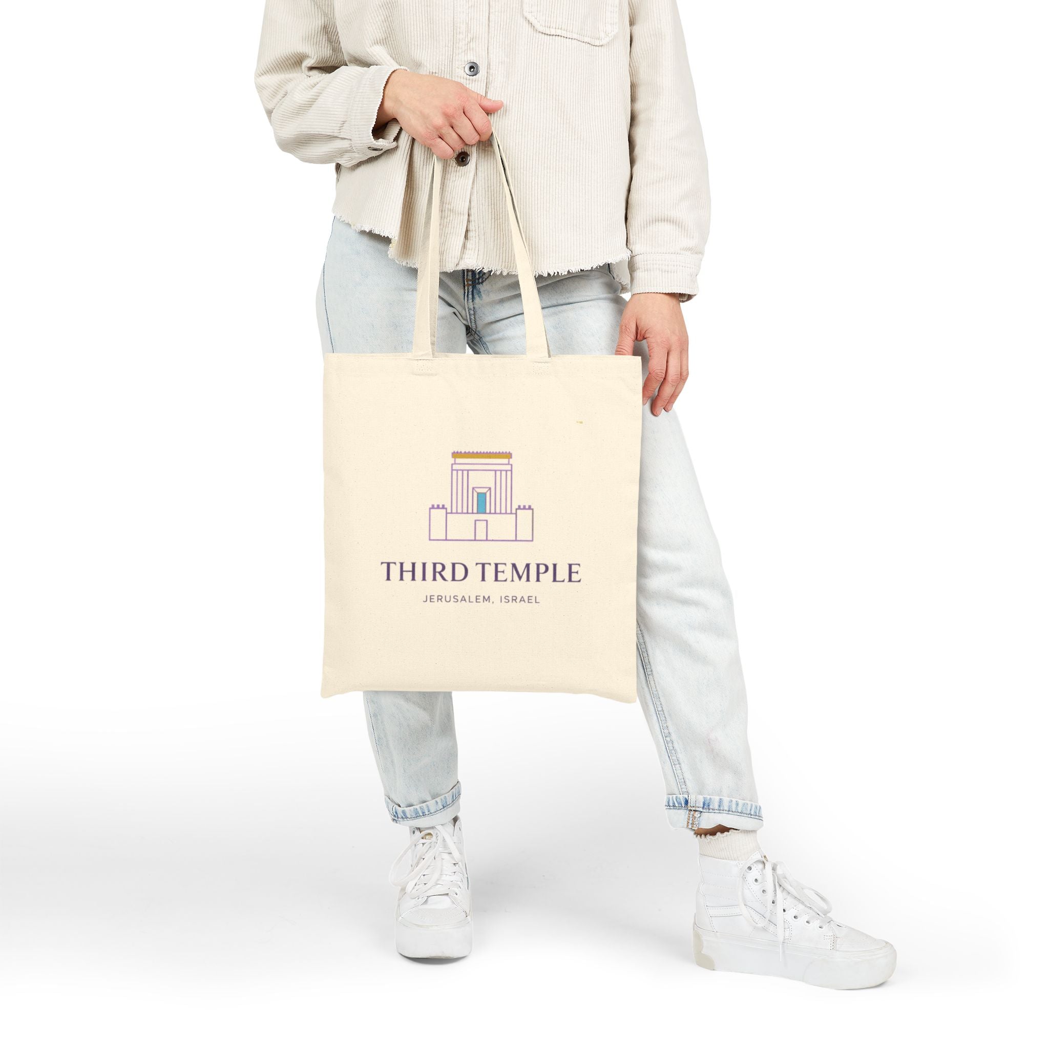 Third Temple Canvas Tote Bag – Jerusalem Temple Design Cotton Shopper