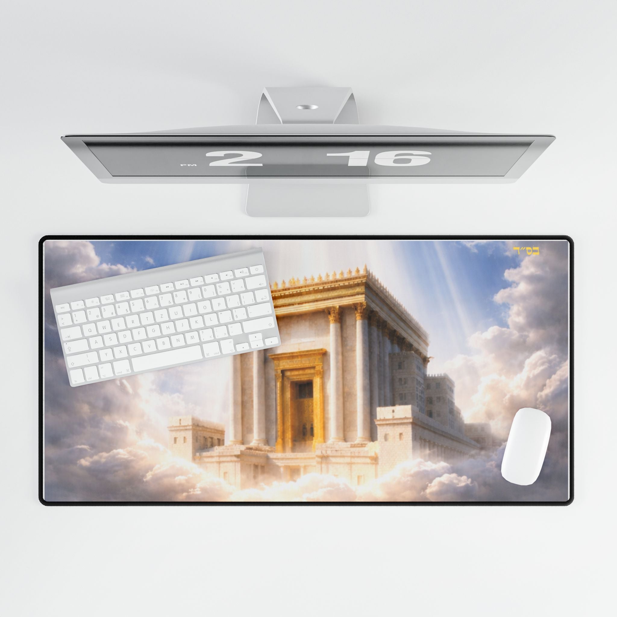Temple of Light Desk Mat — Large Gaming Mousepad with Heavenly Architecture Design